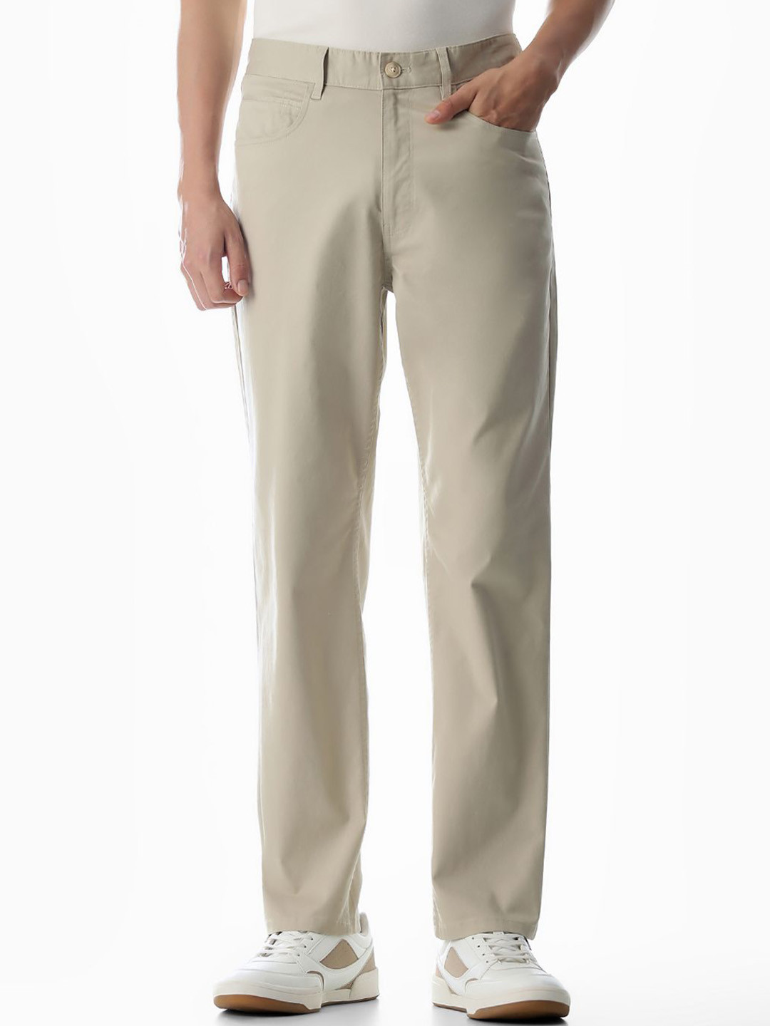 Jack & Jones Men Regular Fit Flat-Front Chinos Trousers