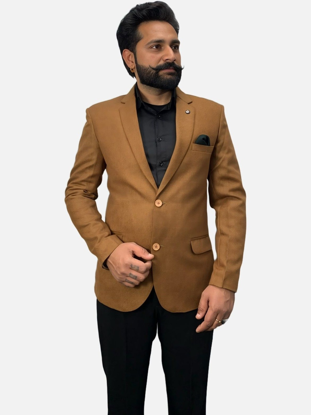 GARGIAN Master Cut Men Solid Regular Fit Wool Blend Casual Blazer