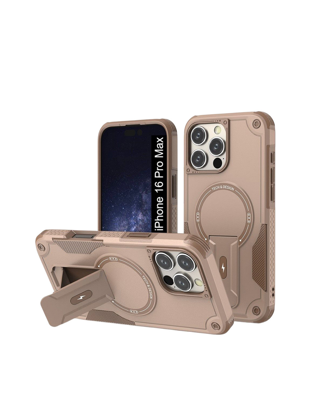 Luxury Kase iPhone 16 Pro Max Mag-Safe Compatible Magnetic Case with Portable Kickstand