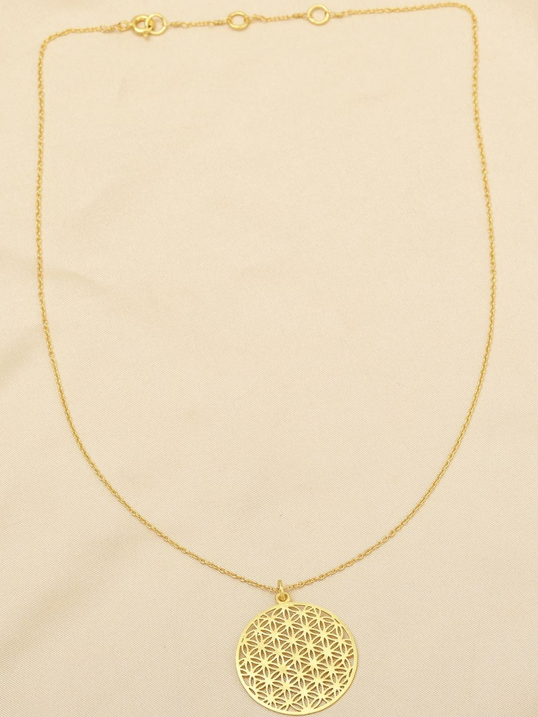 La Vita Brass Gold-Plated Circular Shaped Pendant With Chain