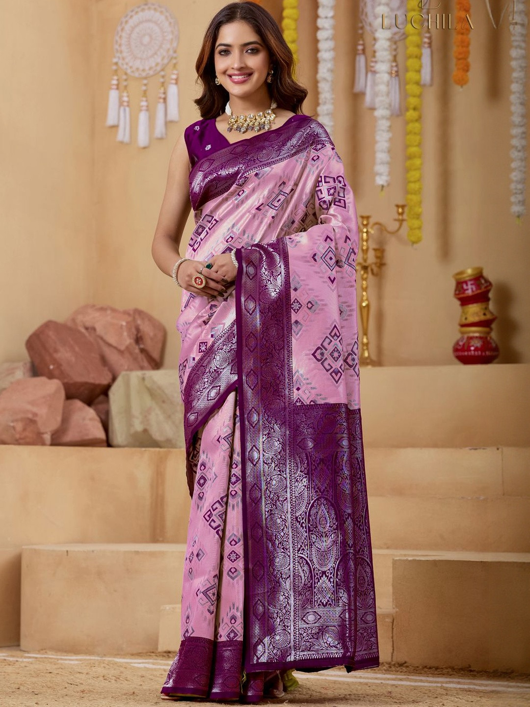 luchila Woven Design Zari Patola Saree