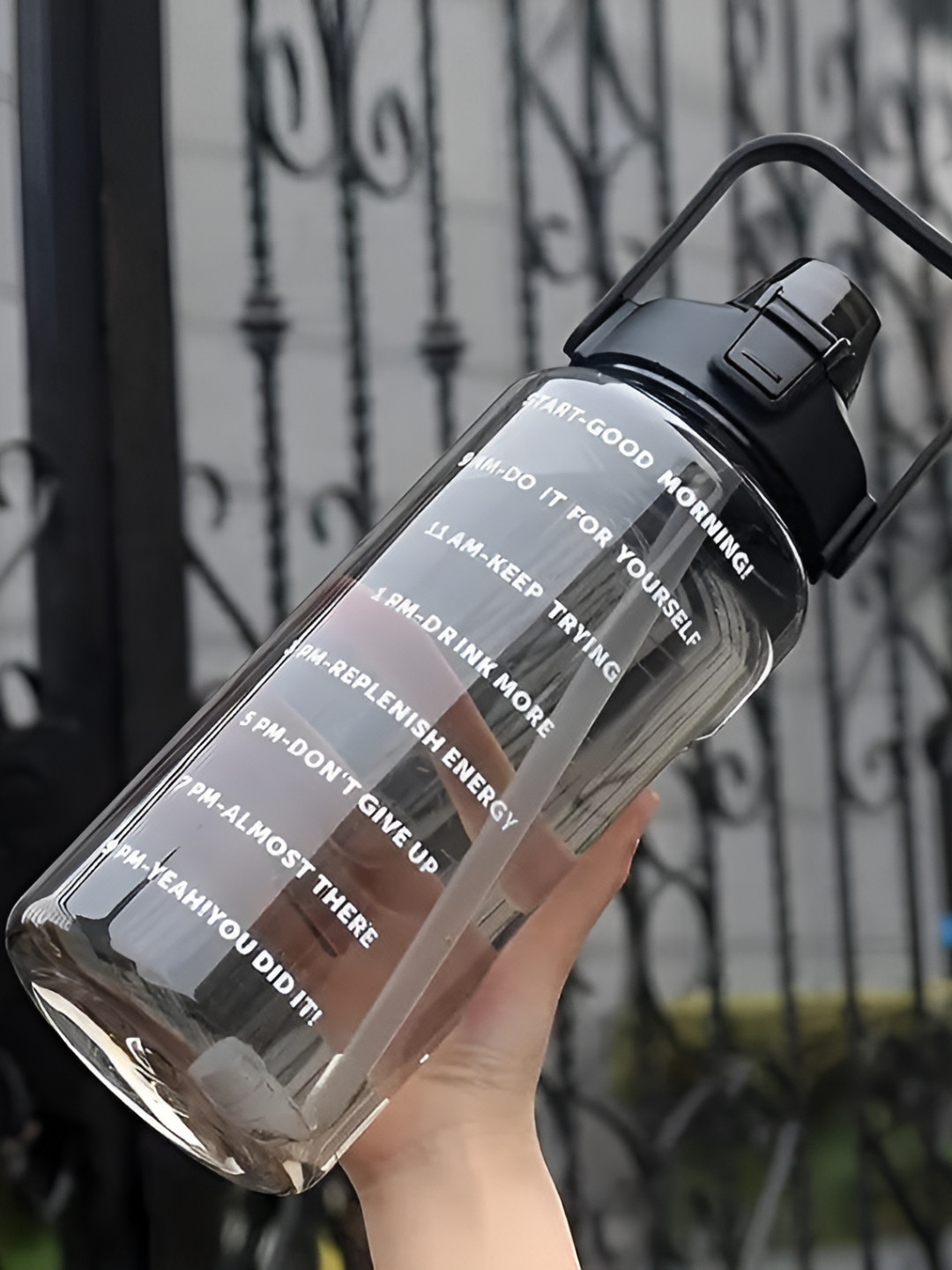 RV FASHION Transparent & White Typography Printed Sipper Water Bottle