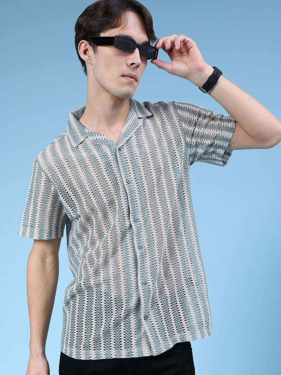 V-Mart Semi Sheer Cotton Casual Shirt