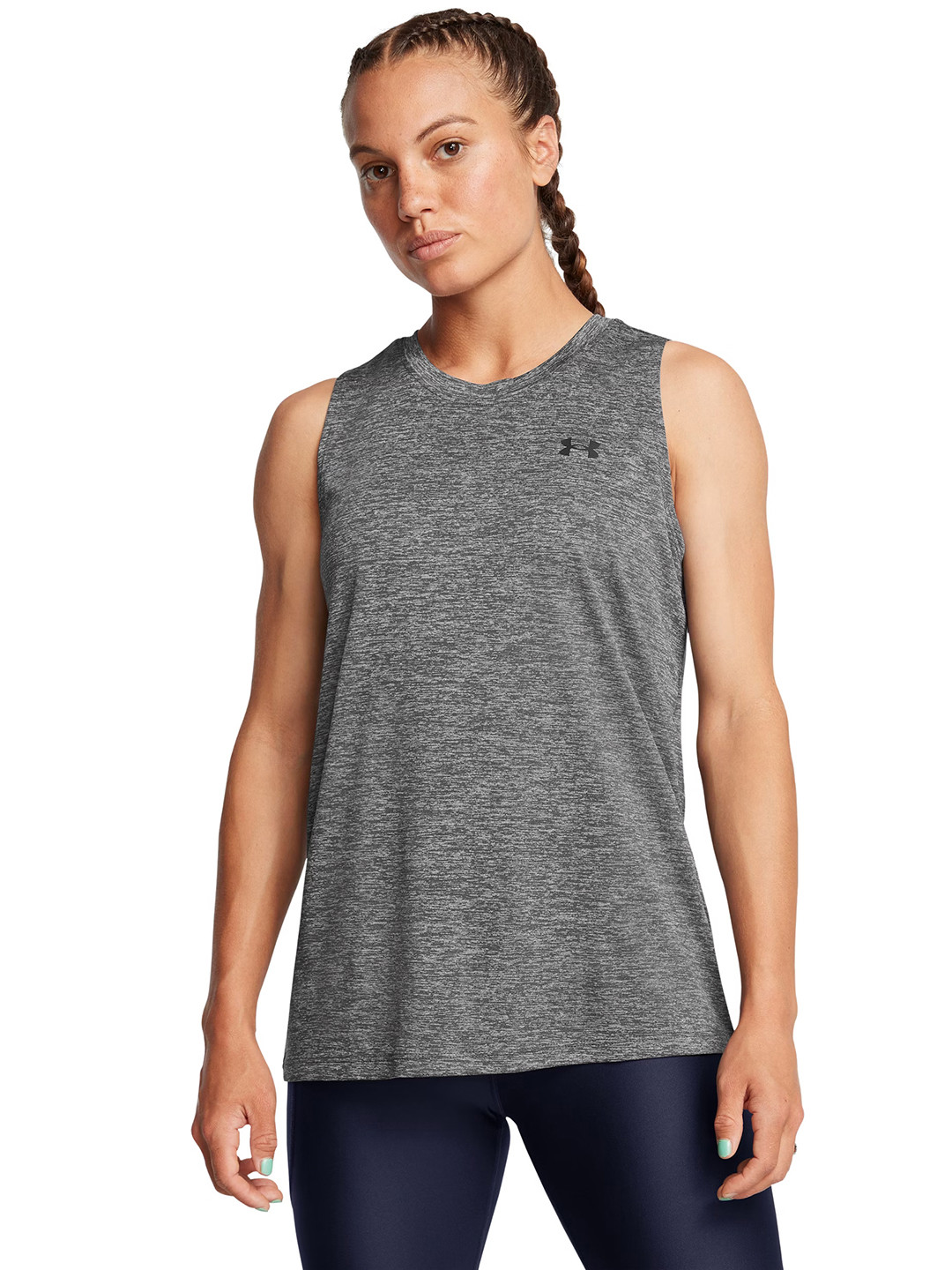 UNDER ARMOUR Heathered Brand Logo Detail Moisture Wicking Loose Twist Training T-shirt