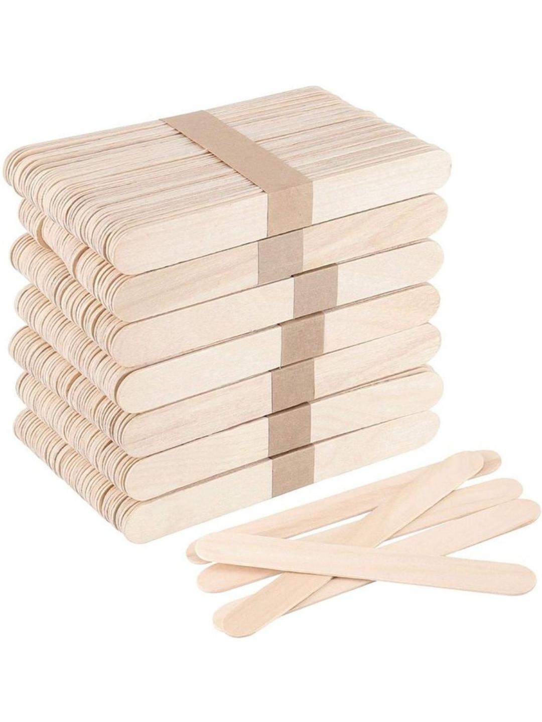 Prakritii Beige Pack Of 100 Disposable 114mm Bamboo Ice Cream Sticks