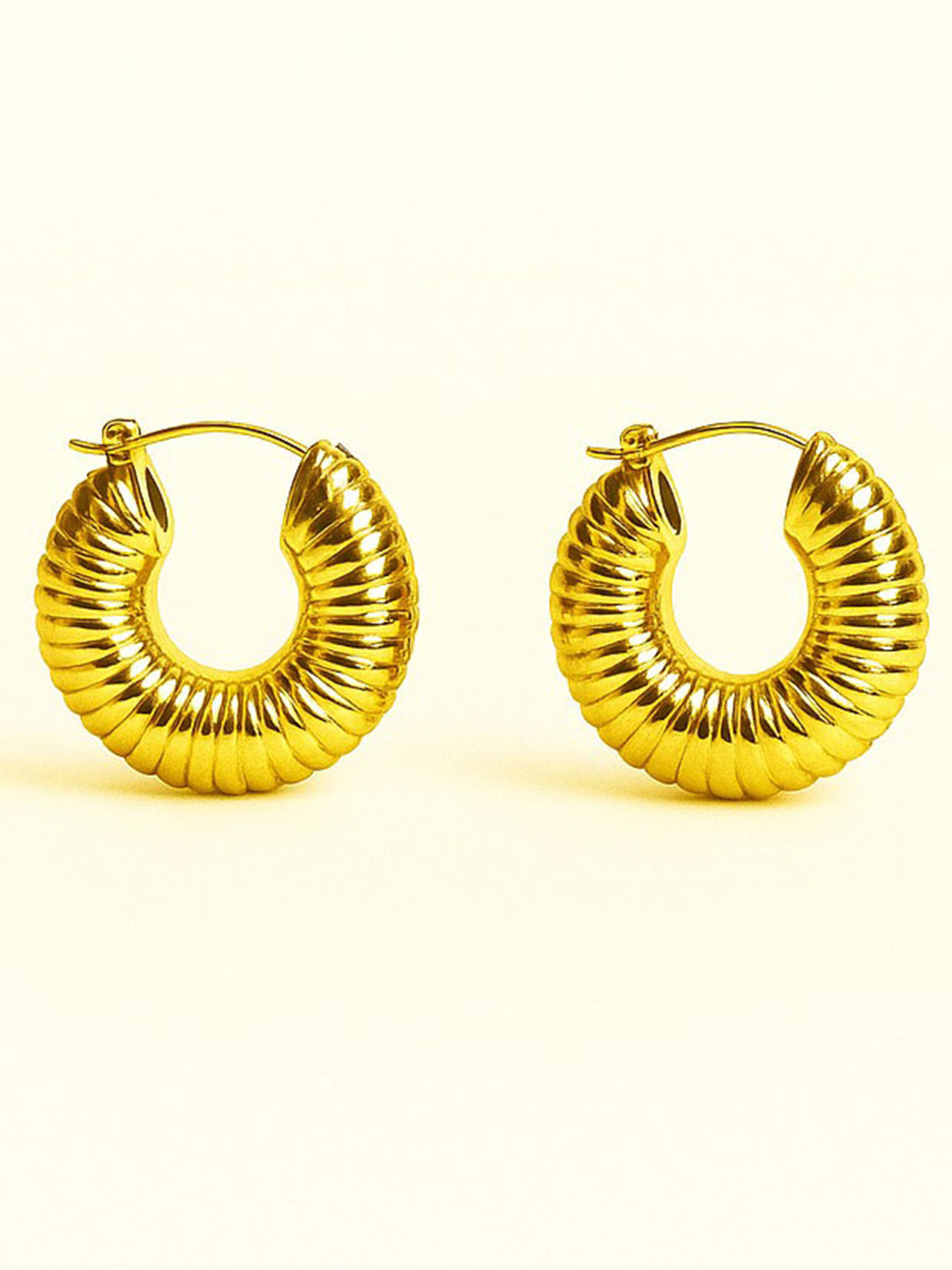 October 22 Stainless Steel 18K Gold-Plated Circular Hoop Earrings