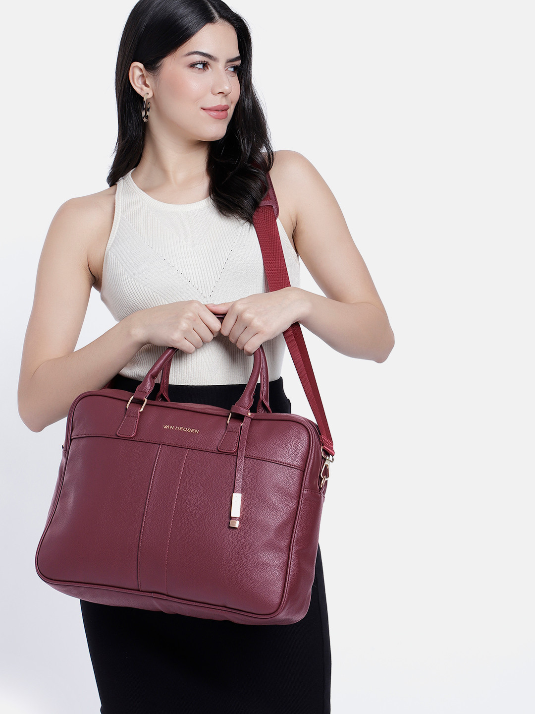 Van Heusen Women Solid Laptop Bag