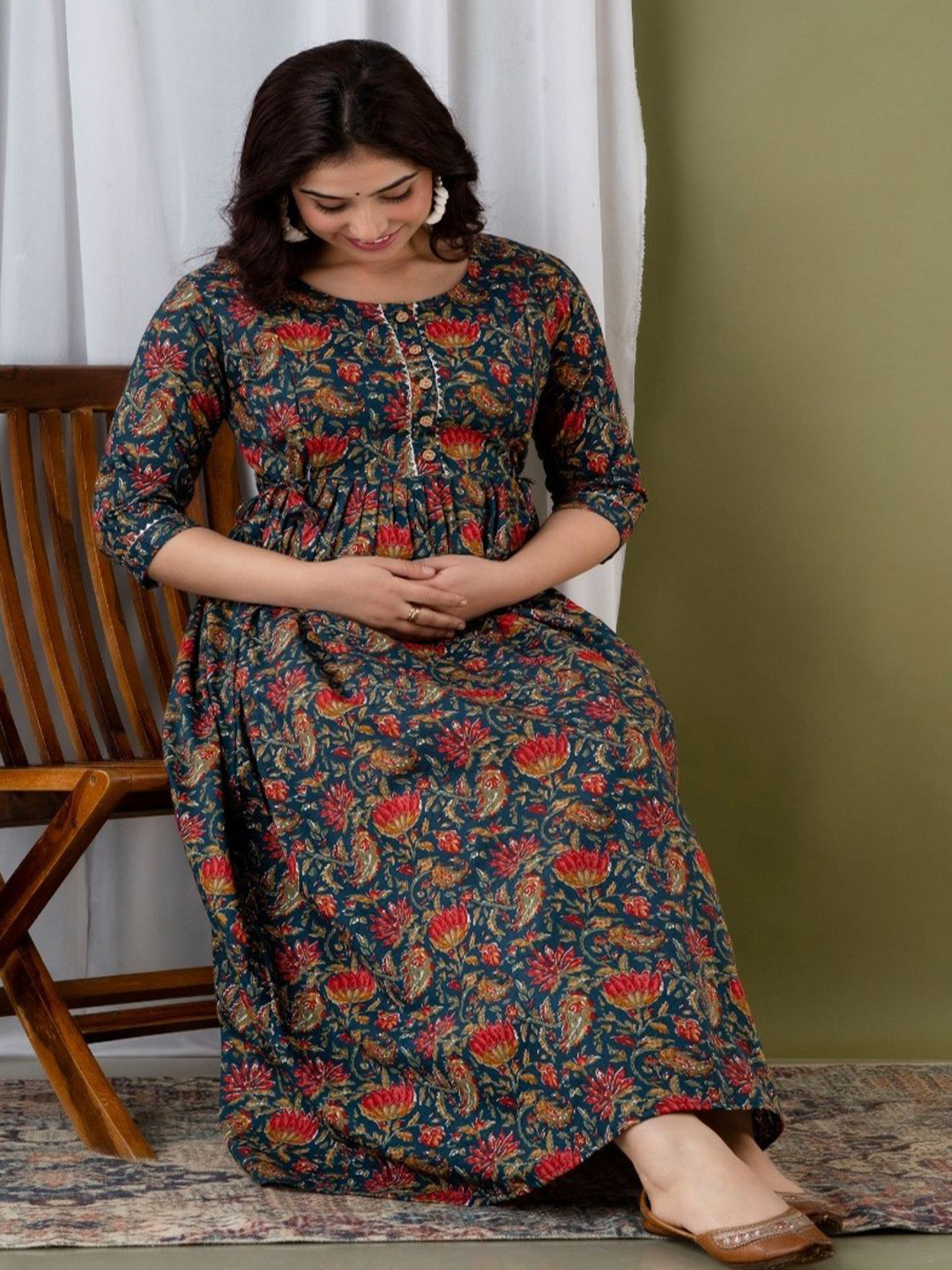 MAINA CREATION Women Cotton Floral Printed Dress