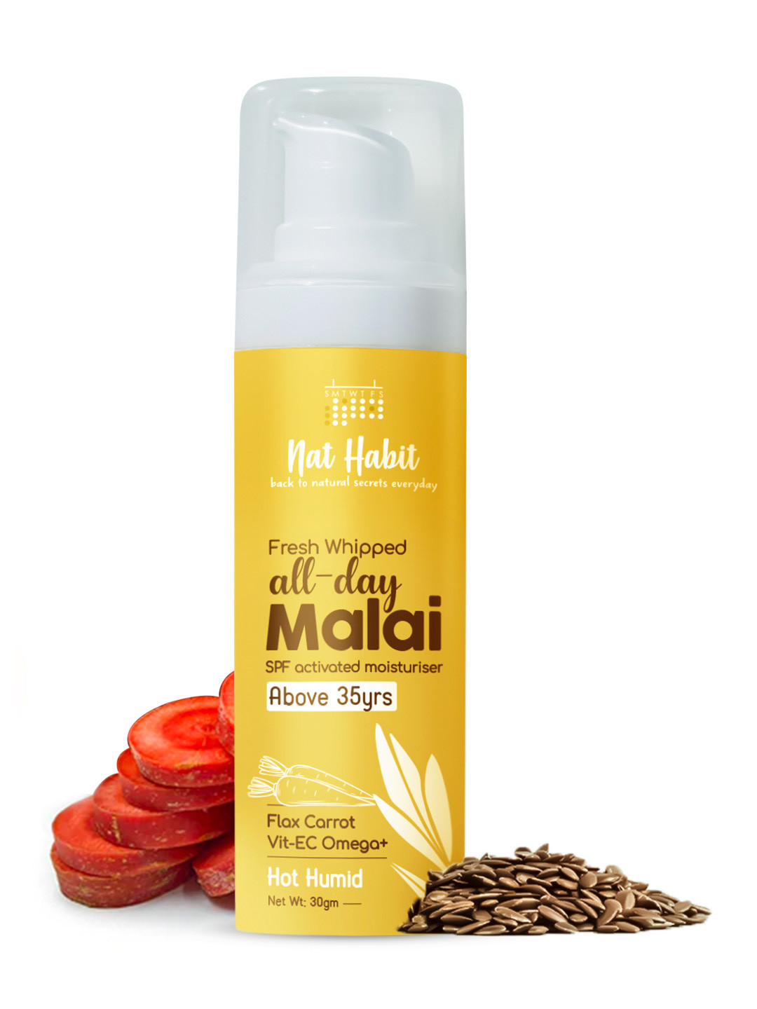 Nat Habit Fresh Whipped All Day Malai Moisturizer with Flax  Carrot - 30 g