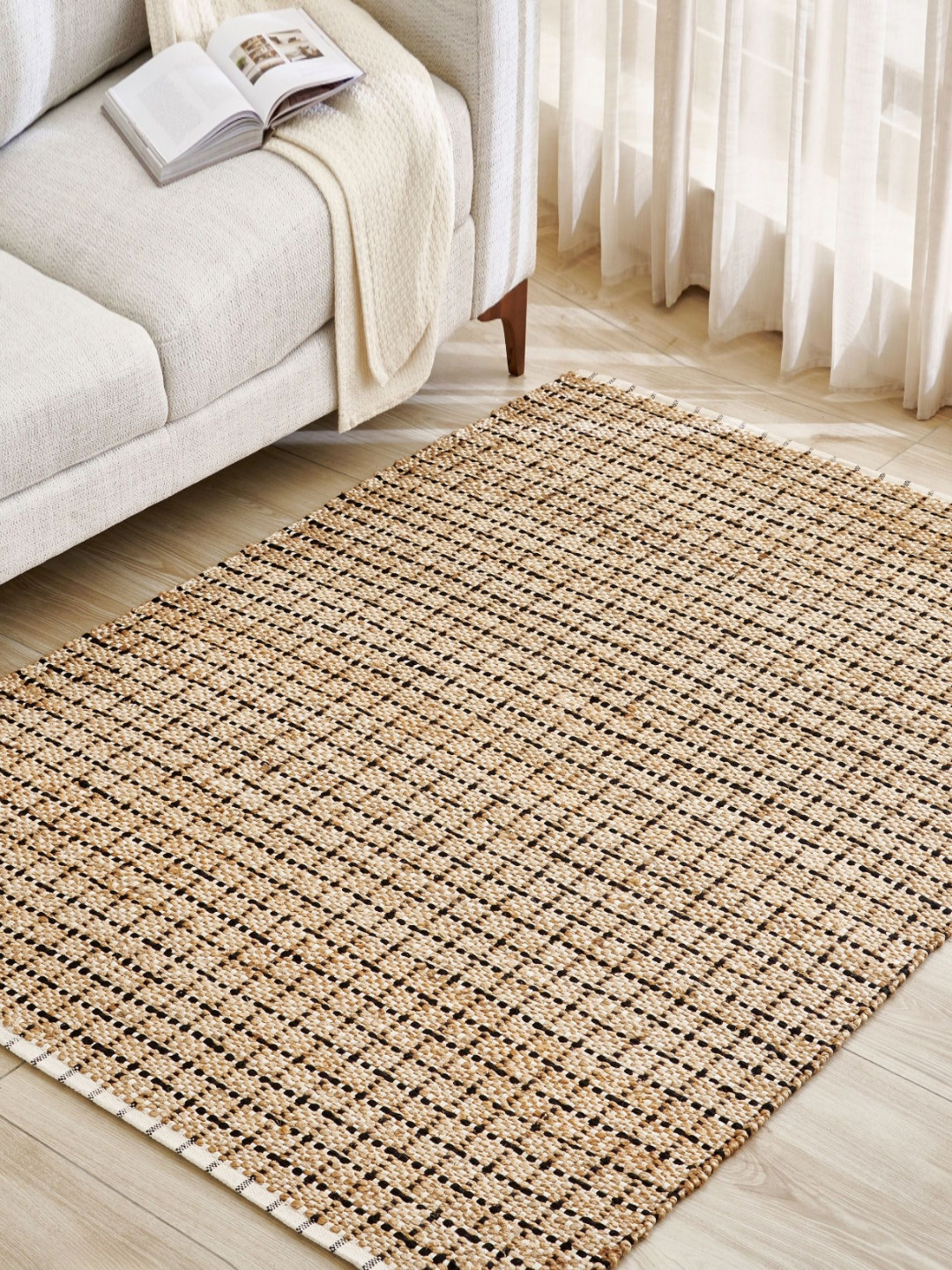 Home Centre Brown Textured Rectangle Carpet