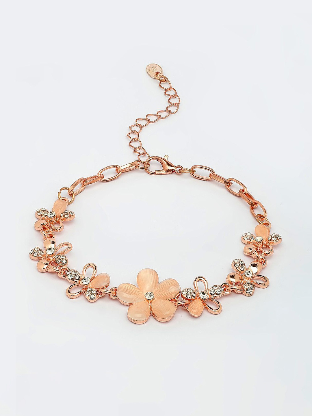 Scintillare By Sukkhi Rose Gold-Plated Crystals Studded Link Bracelet