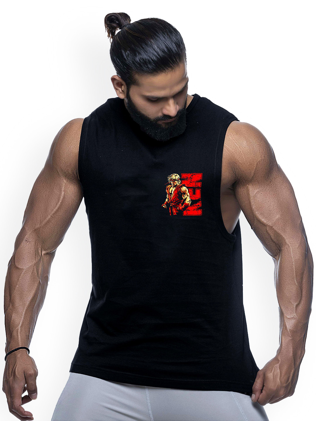 JUARI BE A GENTLEMAN Men Printed Pure Cotton Round Neck Lightweight Gym Vest
