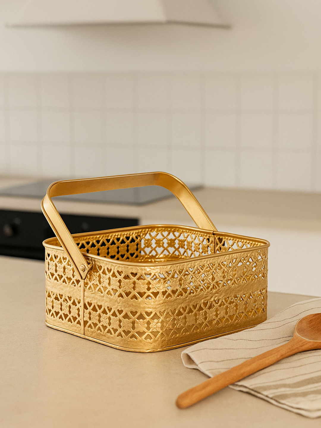 ARTSY Gold-Toned Metal Easy to Clean Fashion Fruit and Vegetable Basket