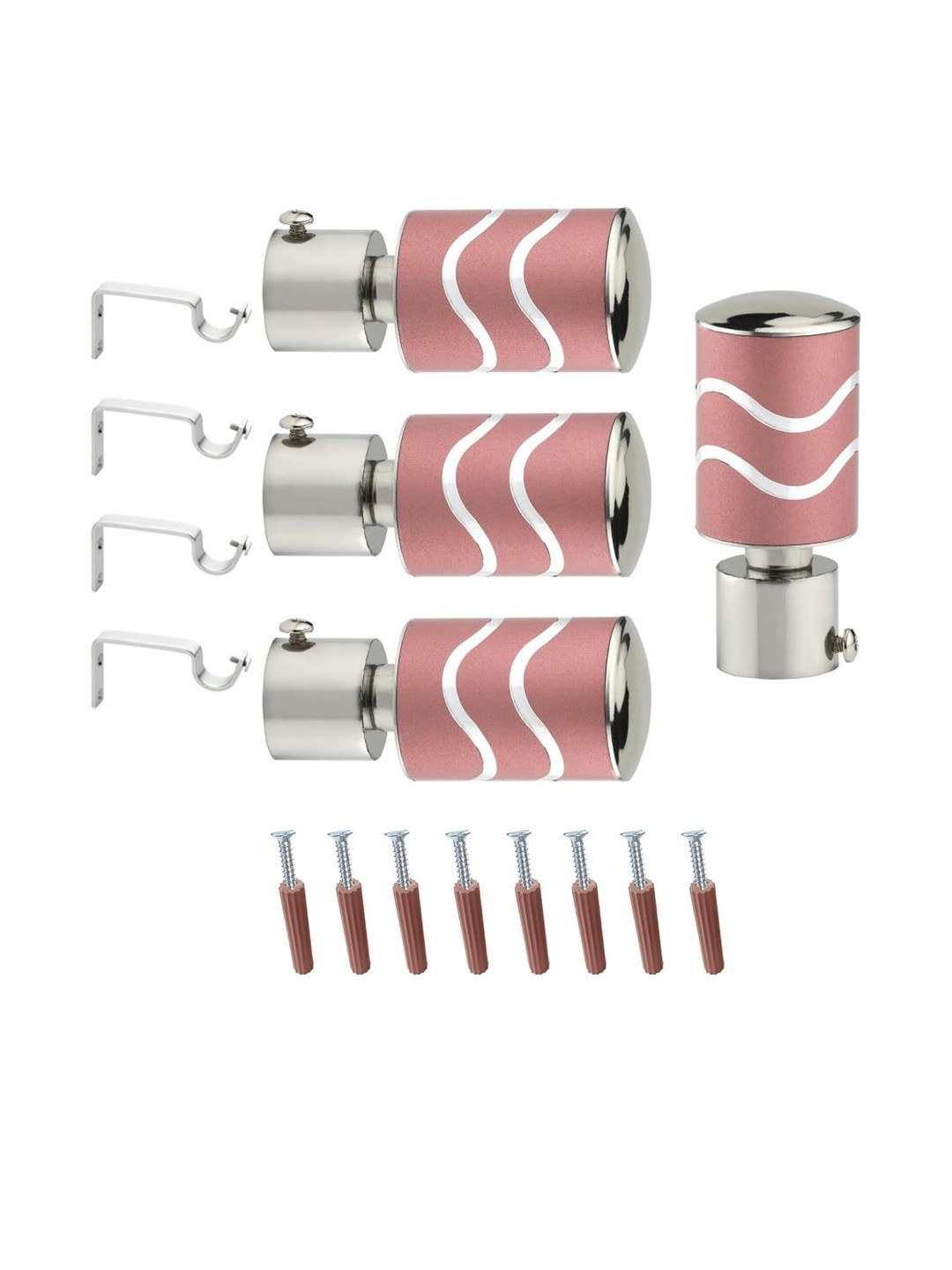 GLOXY Pack Of 4 Stainless Steel Curtain Rods & Brackets