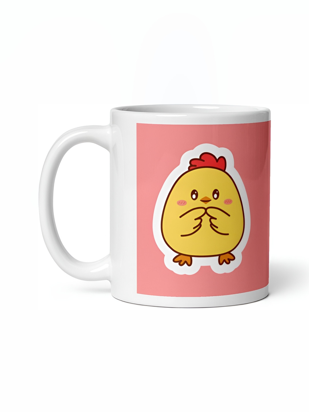 Mr UVD White & Yellow Cartoon Characters Printed Ceramic Mug 350 ml