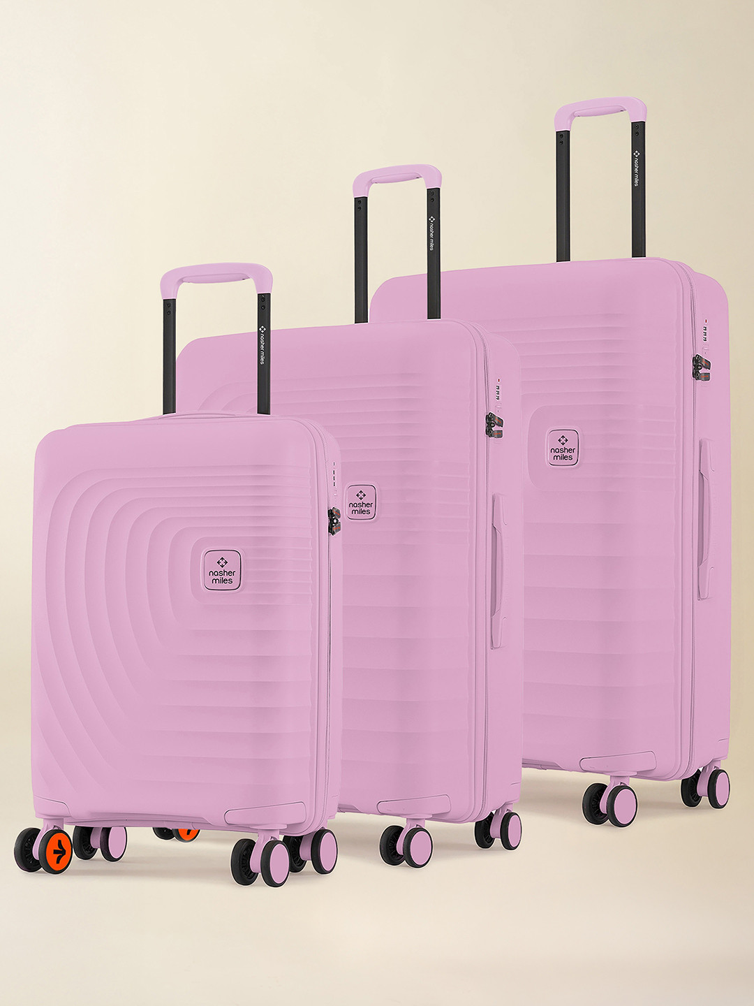Nasher Miles Boston Polypropylene Small-Medium-Large Pink Trolley Bags (55-65-75 cm)