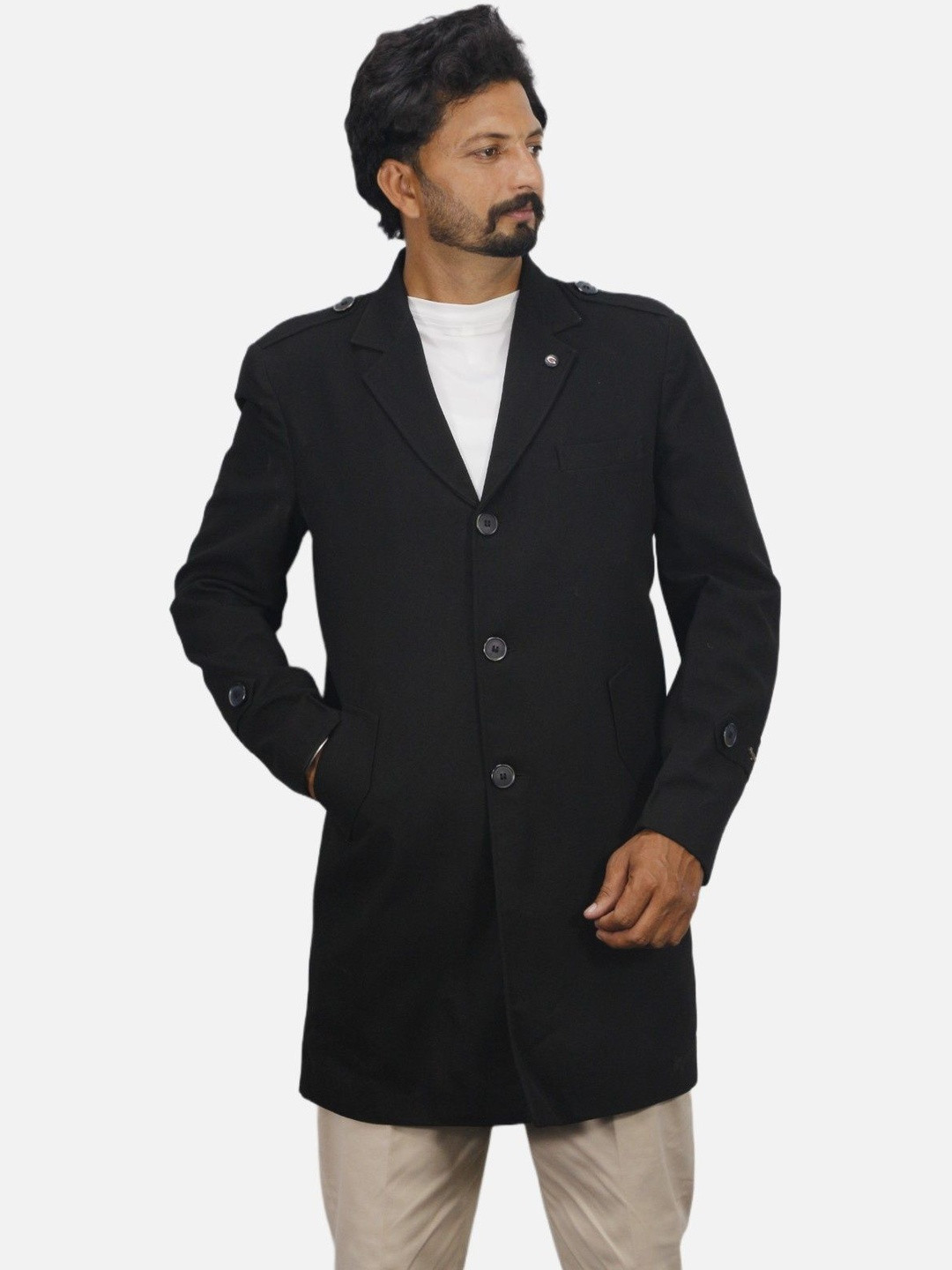 GARGIAN Master Cut Men Solid Regular Fit Longline Blazer