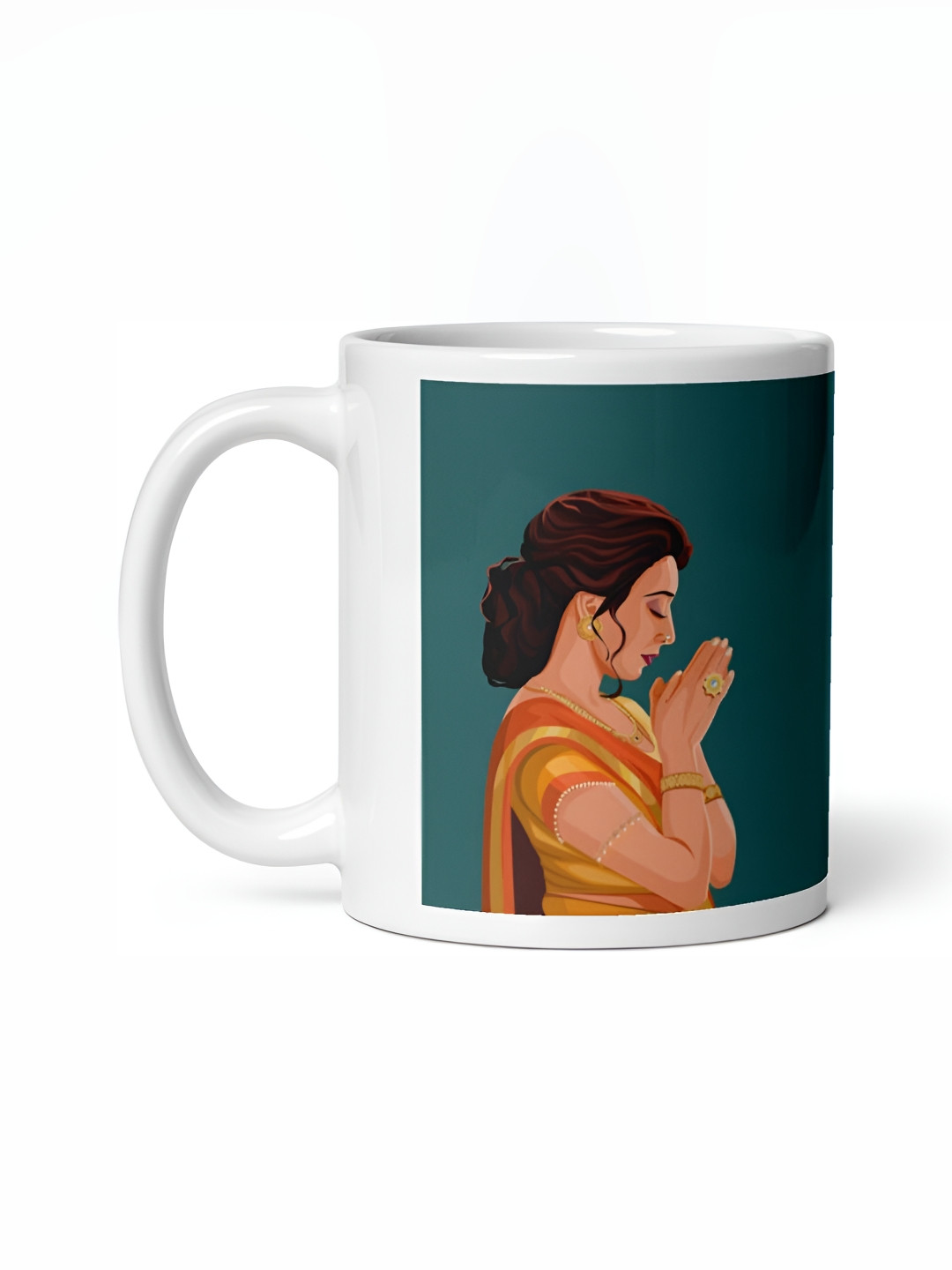 Mr UVD White & Teal Graphic Printed Ceramic Mug 350 ml