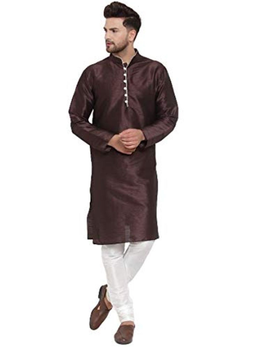 Gauri Art Palace Men Mandarin Collar Straight Kurta