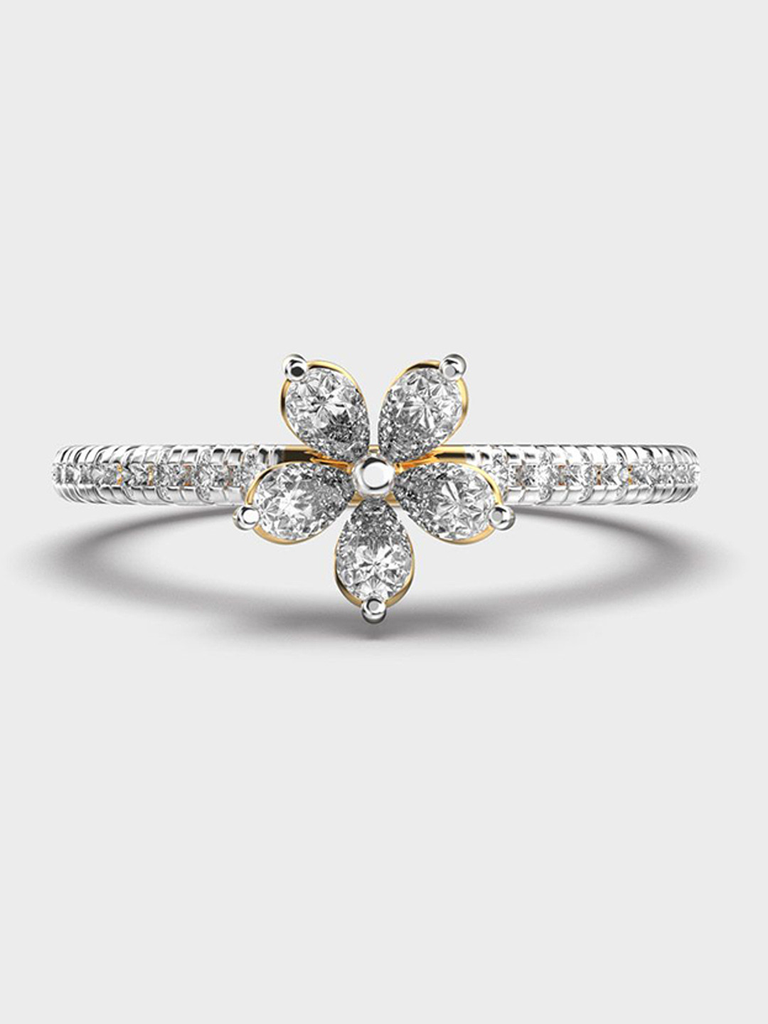 Jewelbox Women 14Kt Floral Cluster Lab Grown Diamond Ring-1.55 g