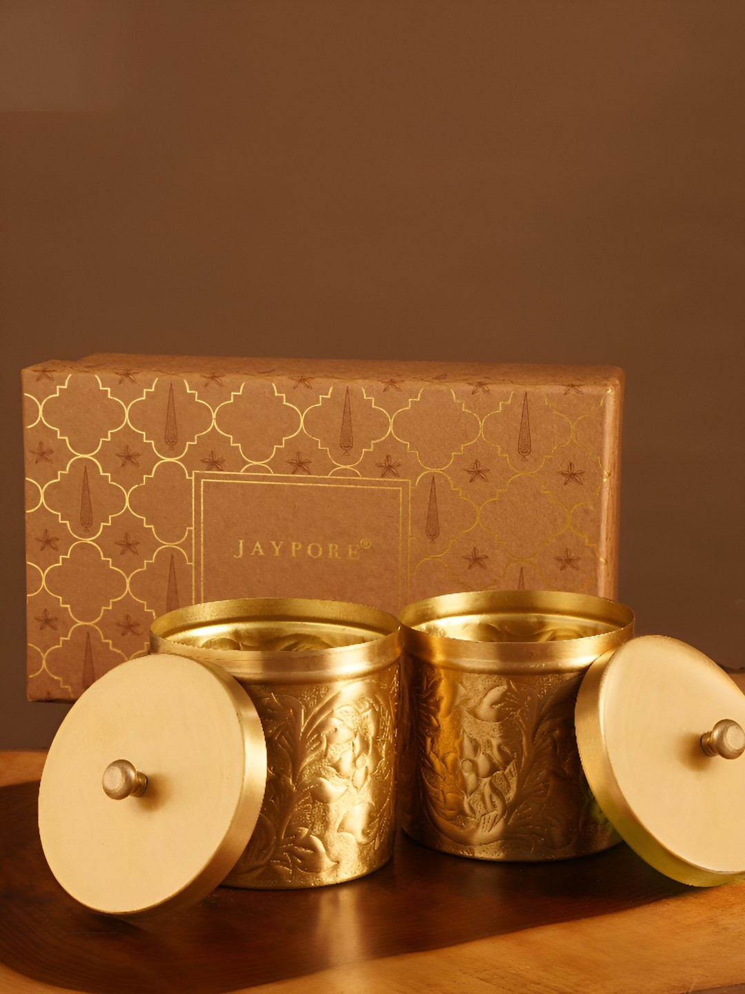 JAYPORE Gold-Toned 2 Pieces Round Shaped Jar Containers