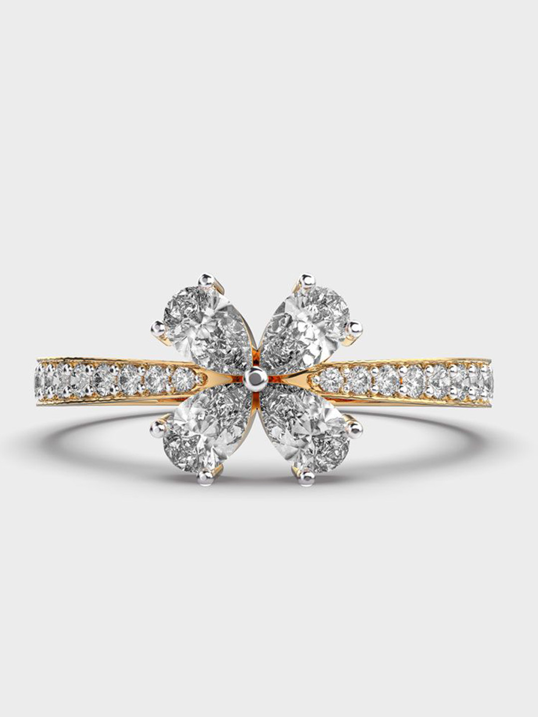 Jewelbox Women 18KT Gold Finger Ring With 0.55 CT Lab Grown Diamond - 1.9g