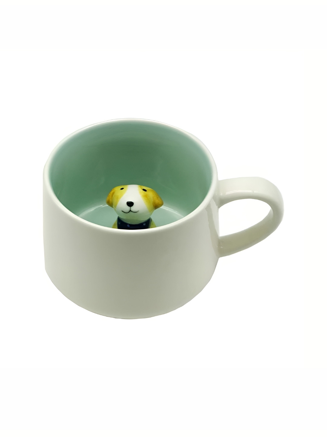 NOSCOMP White & Yellow Kids Animal Print Printed Ceramic Glossy Mug 400 ml