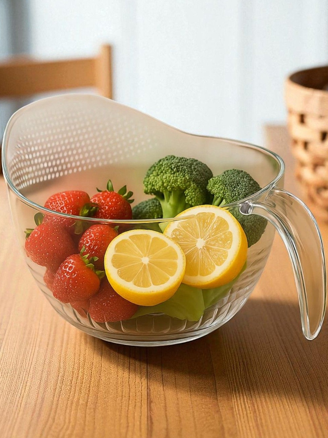 DeoDap Multipurpose Transparent Basket with Handle