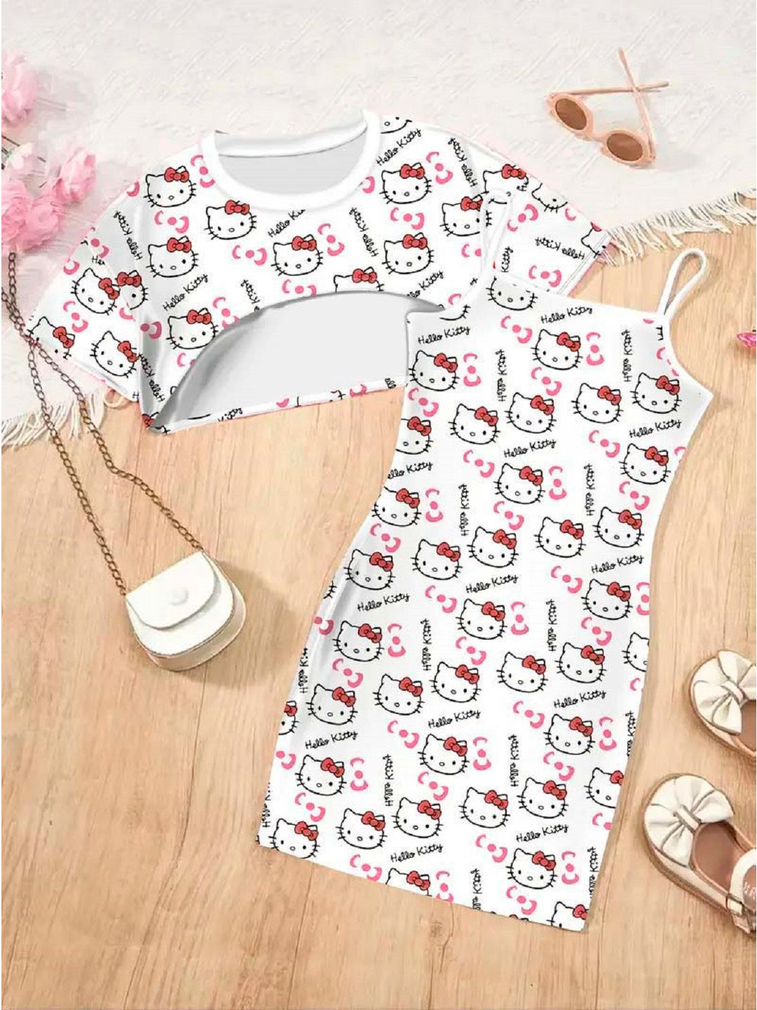 Miss & Chief Girls Hello Kitty Printed A-Line Dress With Jcaket