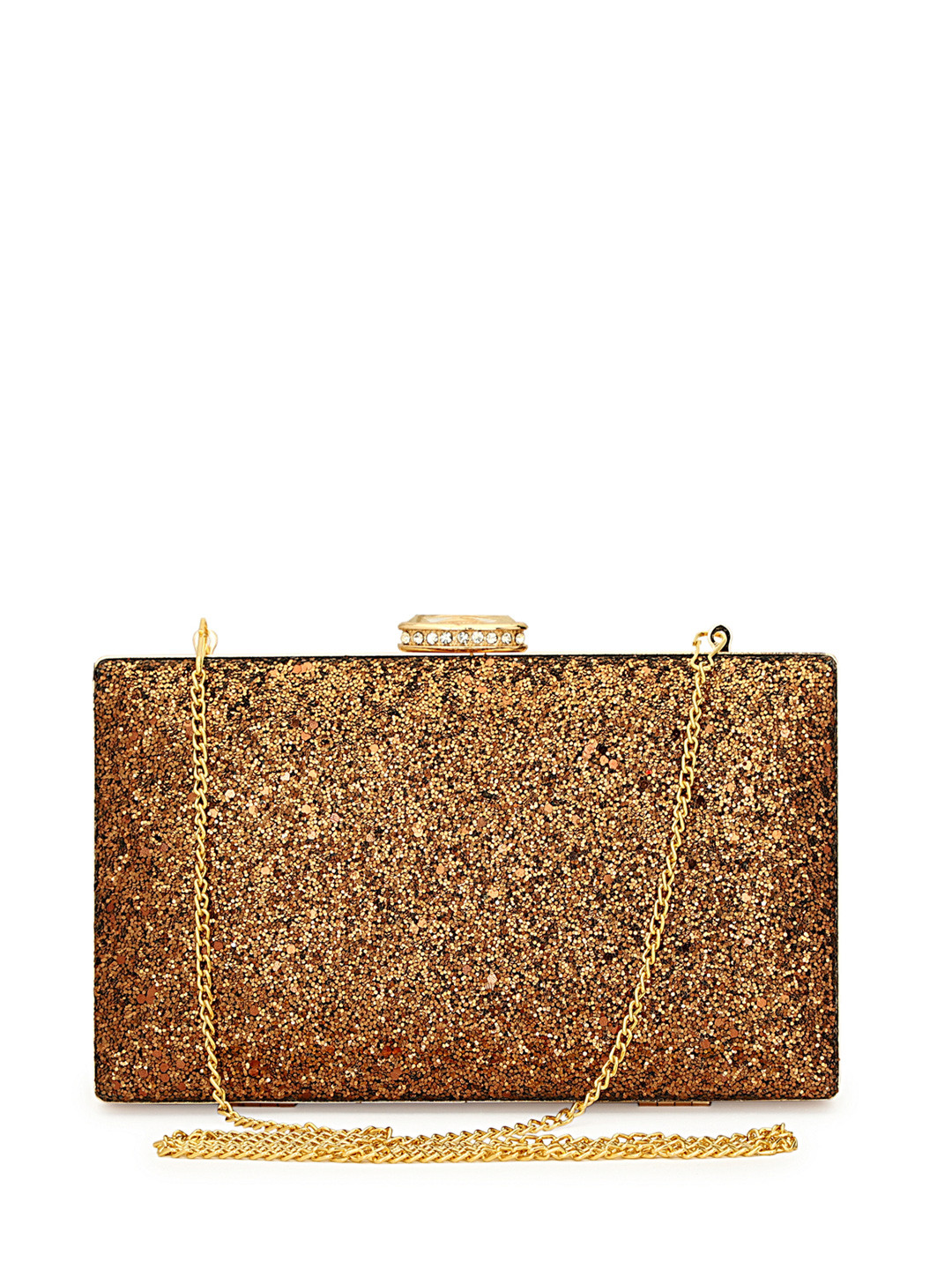 Toobacraft Copper-Toned & Gold-Toned Embellished Box Clutch