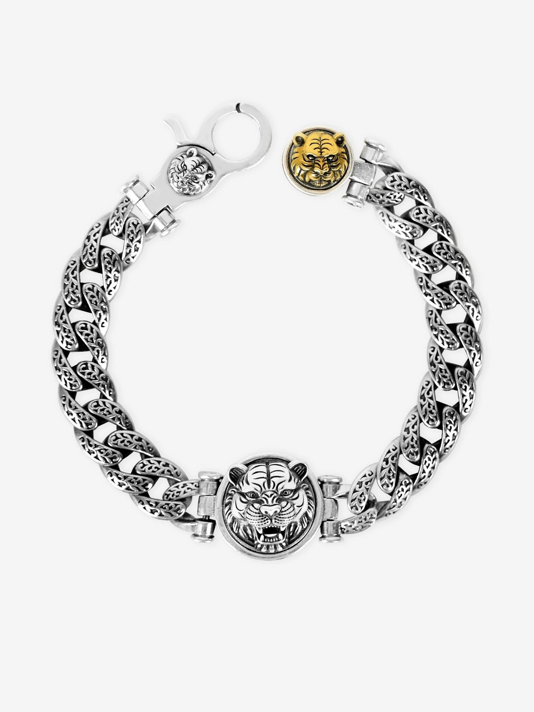 TOUCH925 Men 92.5 Sterling Silver Roaring Kada Bracelet