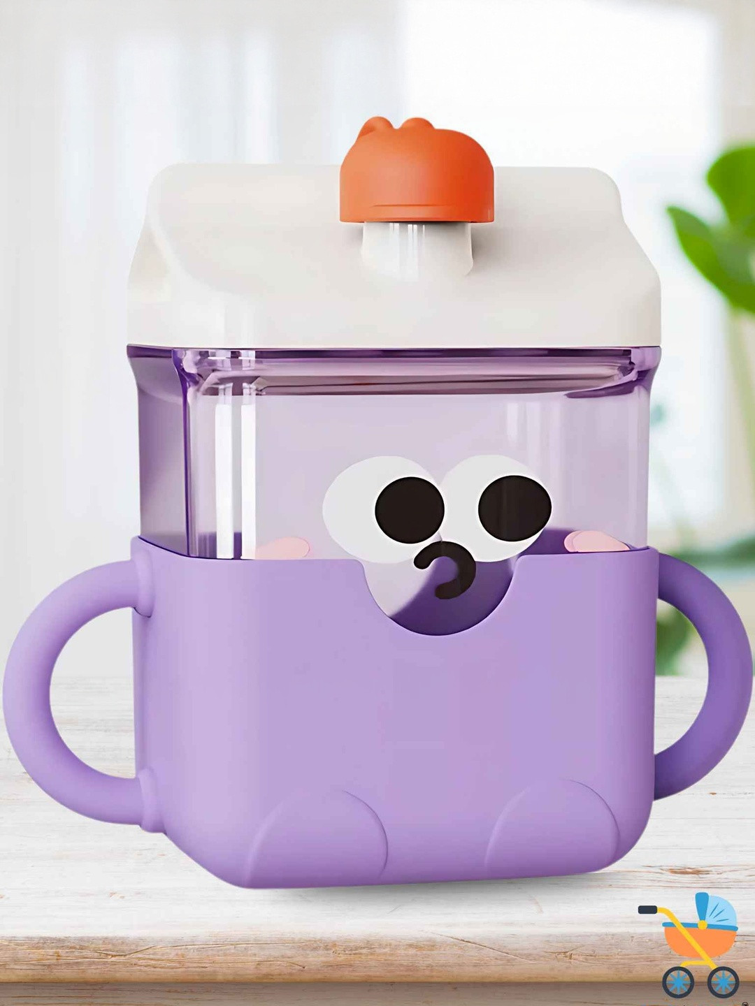 Sun & Shine Kids Sipy Face Silicone Straw & Cap With Handles Sipper Water & Milk Bottle