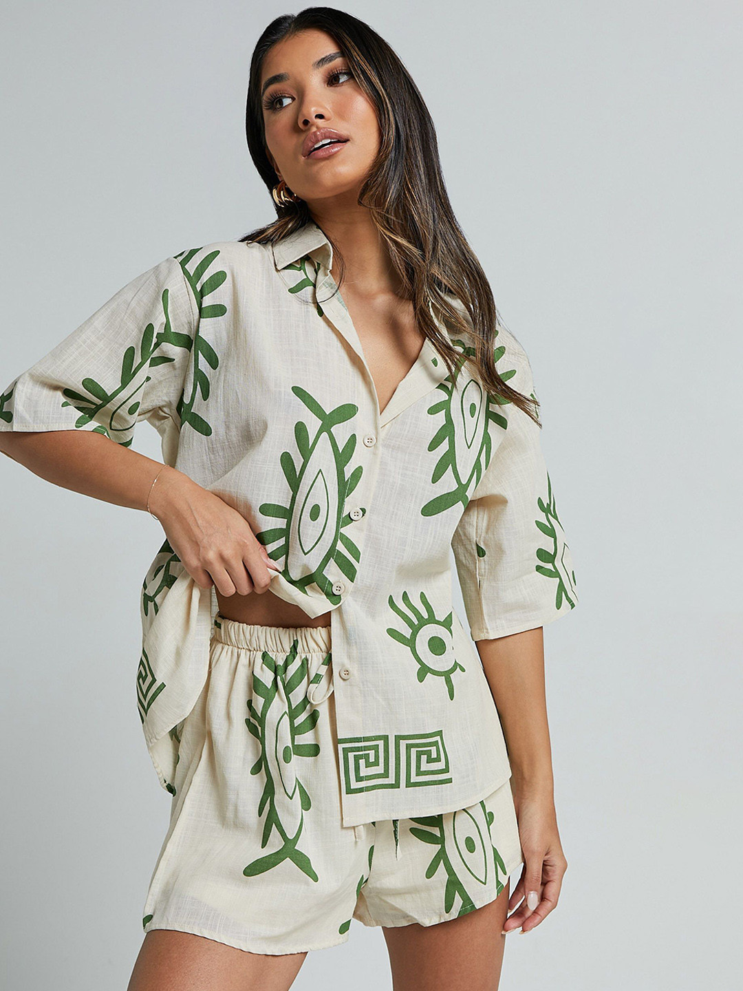 Moda Rapido Printed Shirt Collared Shirt With Shorts Co-Ords