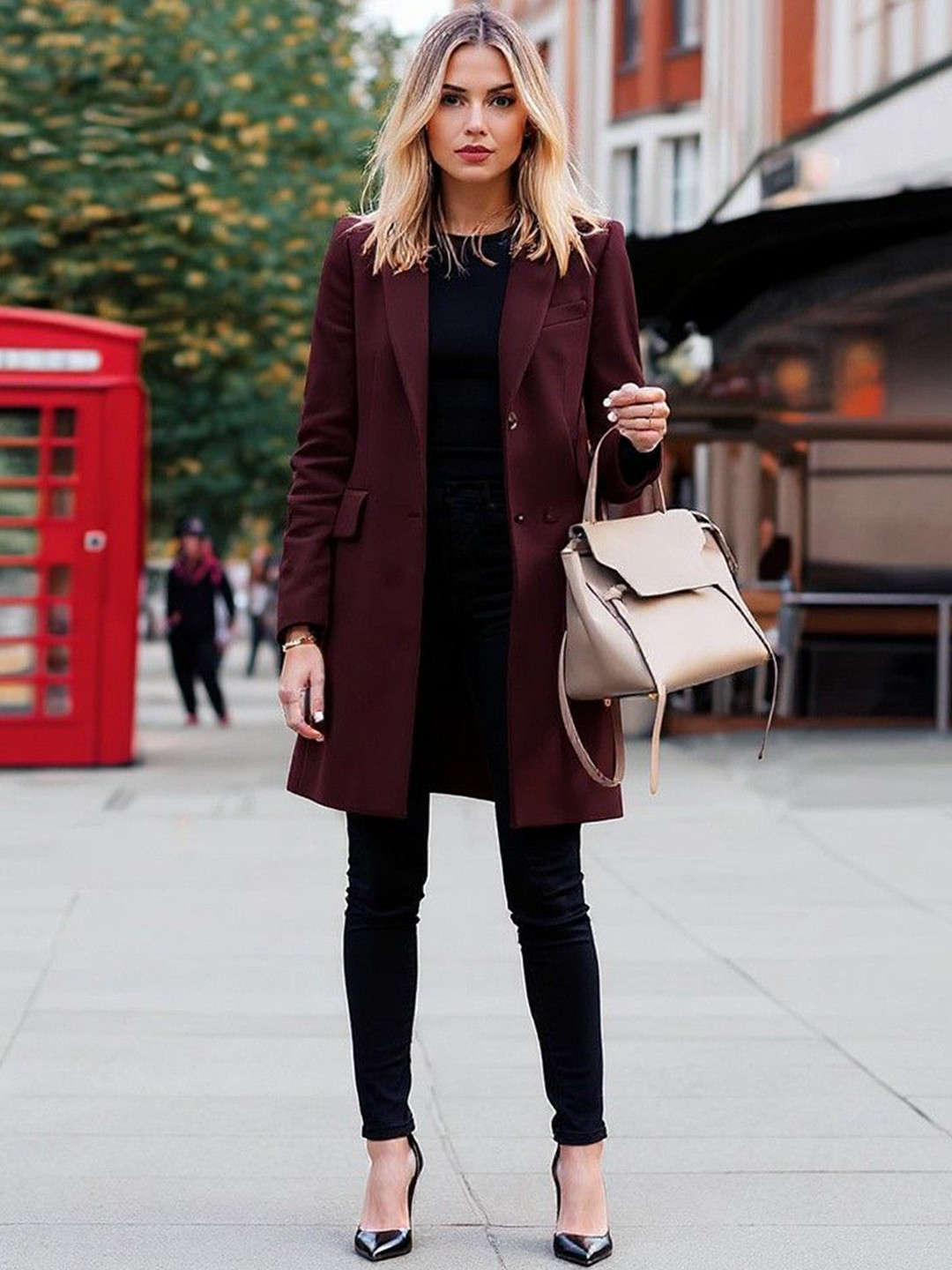 bebe Women Notched Lapel Collared  Longline Trench Coat
