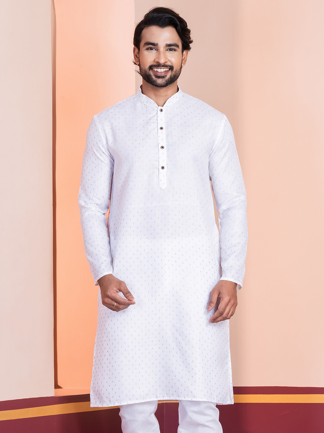 DEVOILER Men Geometric Printed Festive Cotton Straight Kurta