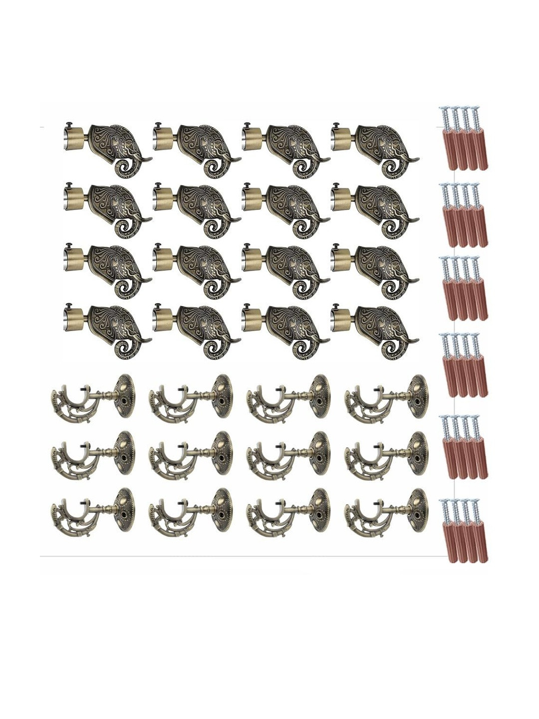 GLOXY Aluminium Rajwada Elephant Shape Antique Curtain Brackets