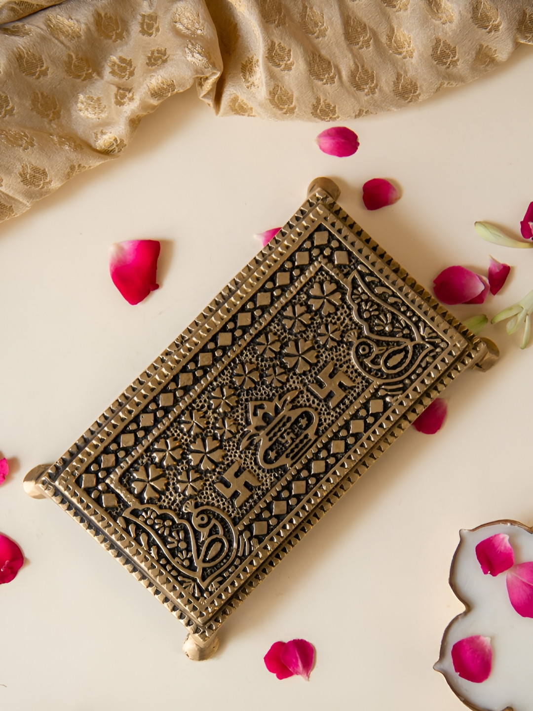 Imli Street Yellow Rectangle Shaped Pooja Chowkie Pooja Essential