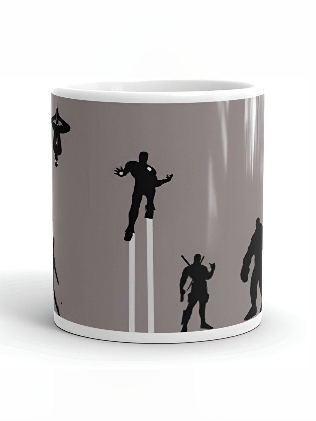 Mr UVD White & Grey Iron Man Printed Ceramic Glossy Mug - 350 ml