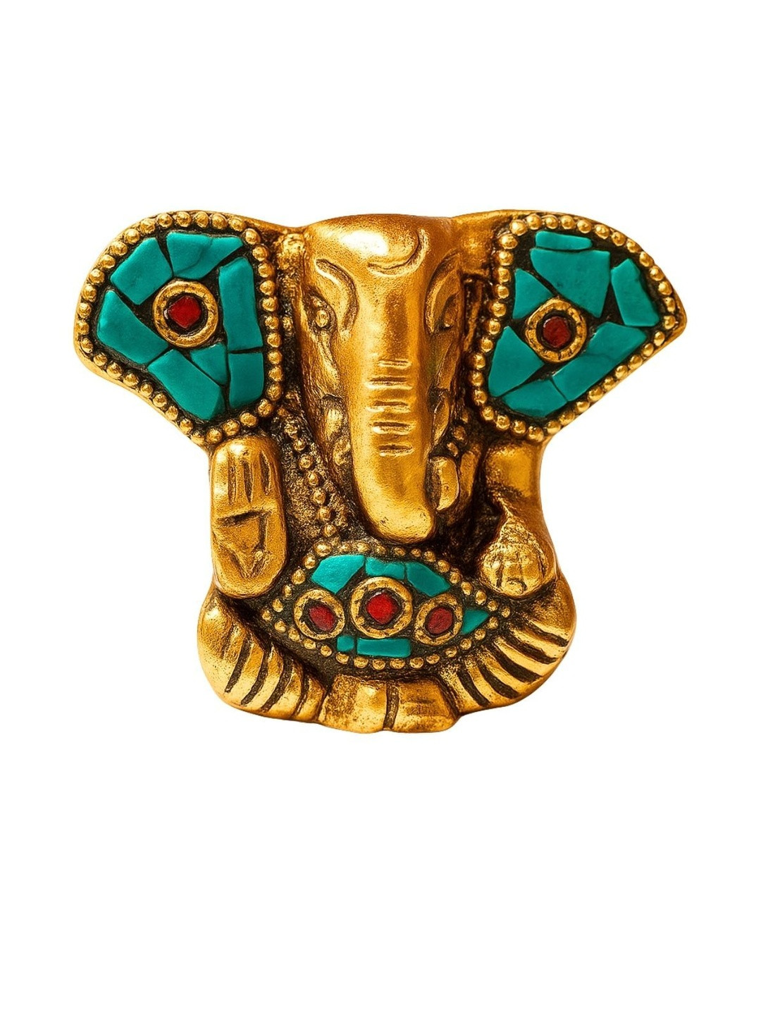 Tiny Shiny Copper Religious Ganesha Metal Statue Prayer Room