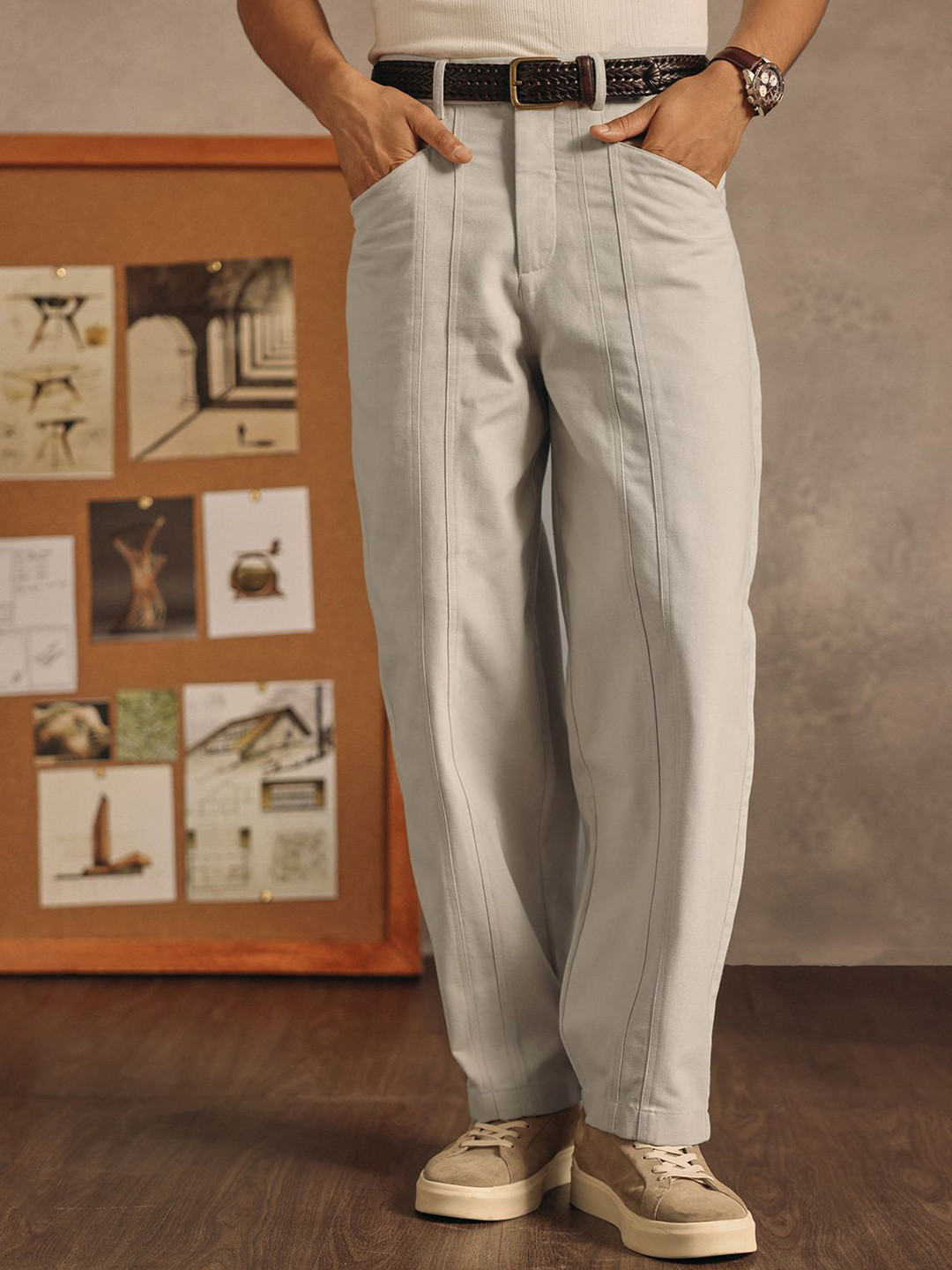 Andamen Men Pocket Detail Cotton Straight Regular Fit Carpenter Pant