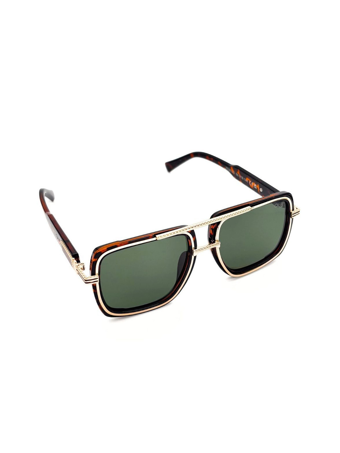 QUE UNIVERSE Men Aviator Sunglasses LensQUE_VNTG_98323P_TortoiseGreen_C4_C