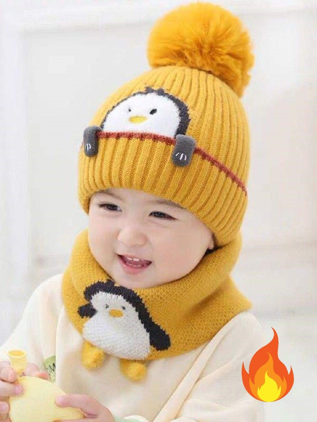 TOMKOT Unisex Kids Woollen Hat Scarf Set