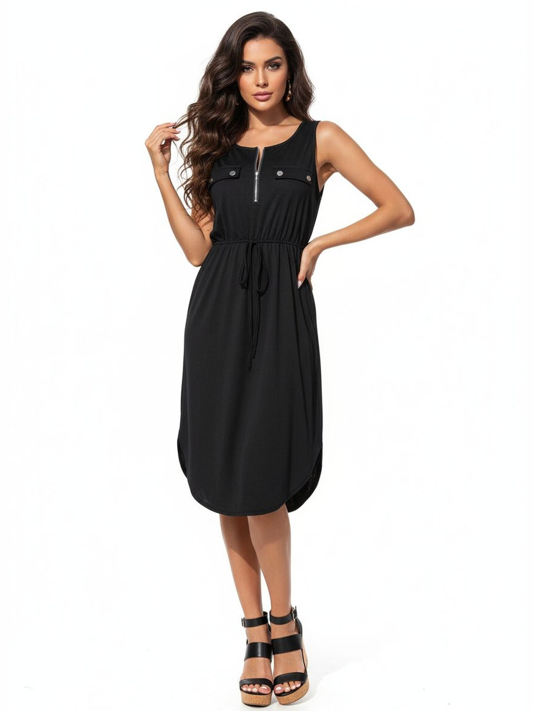 DressBerry Half Zipper High Low Sheath Dress
