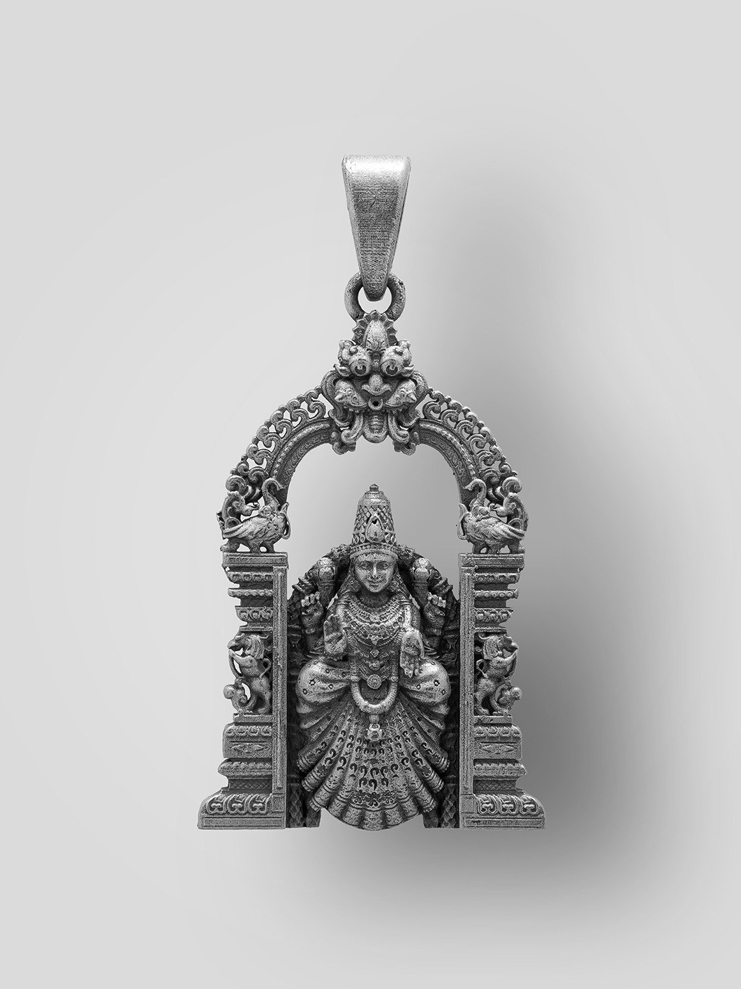 Exotic India Unisex Sterling Silver Goddess Alamelu Manga Pendant