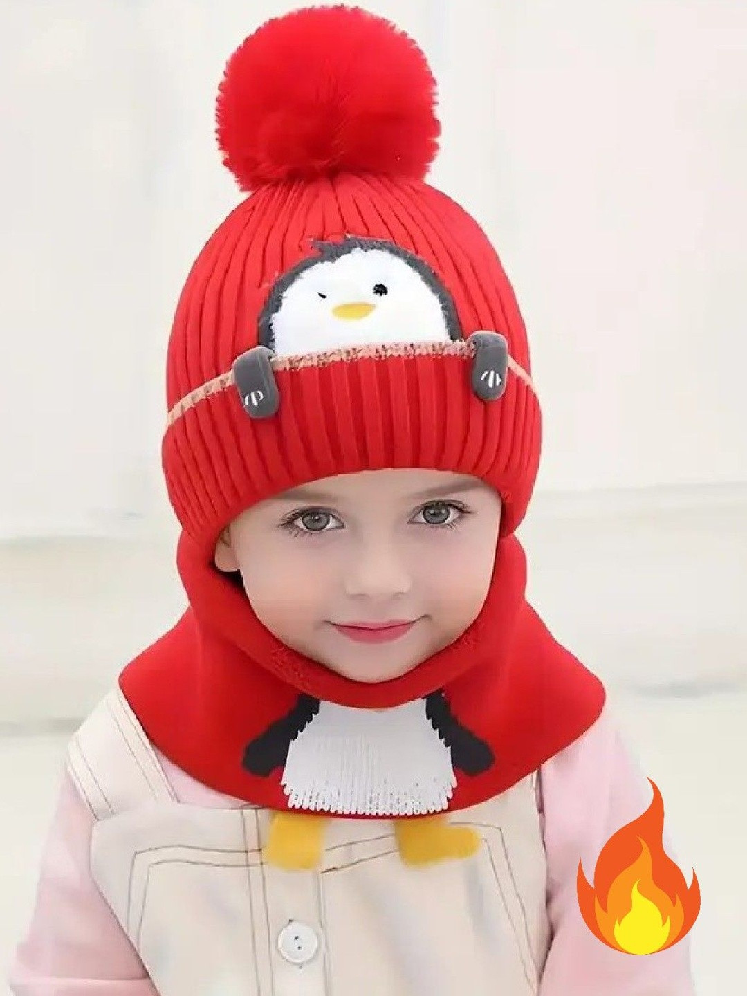 TOMKOT Kids Woolen Beanie Cap & Neck Warmer