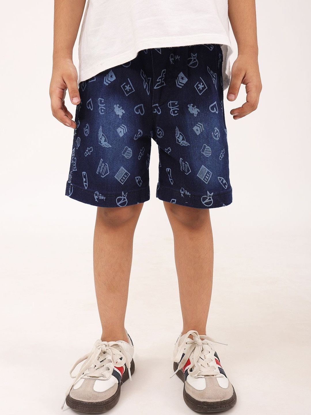 YK Boys Printed Denim Shorts