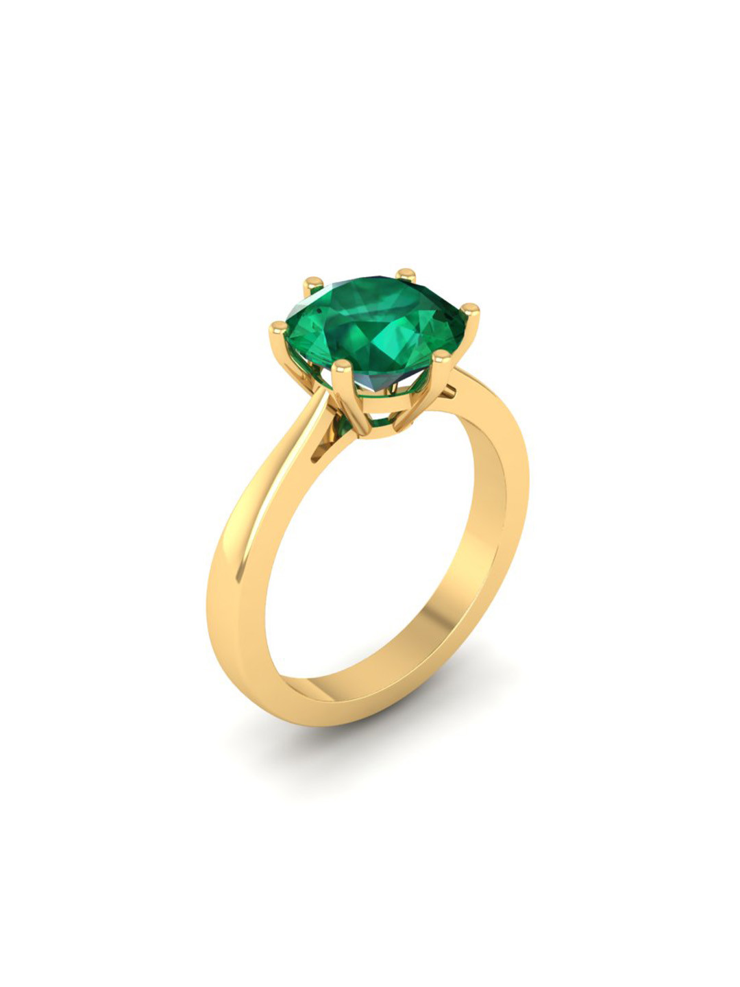 Timyka 925 Sterling Silver 14Kt Gold-Plated Emerald Studded Round Cut Finger Ring