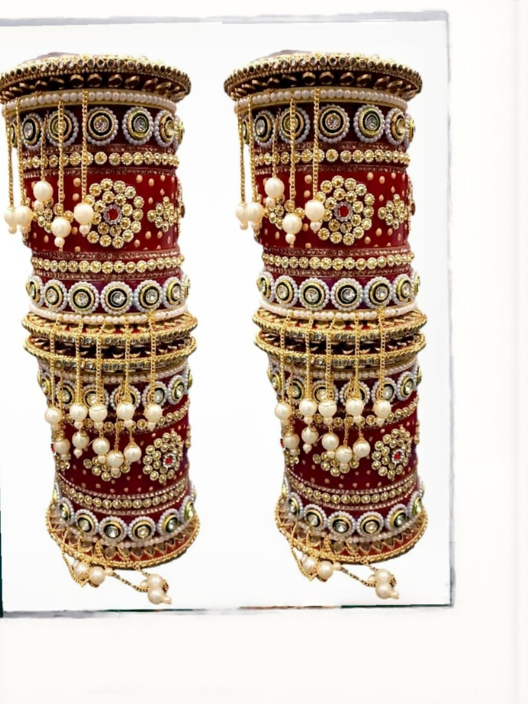 NASEEM BANGLES Women Red Handcrafted Artificial Stones and Beads Ethnic Bangle