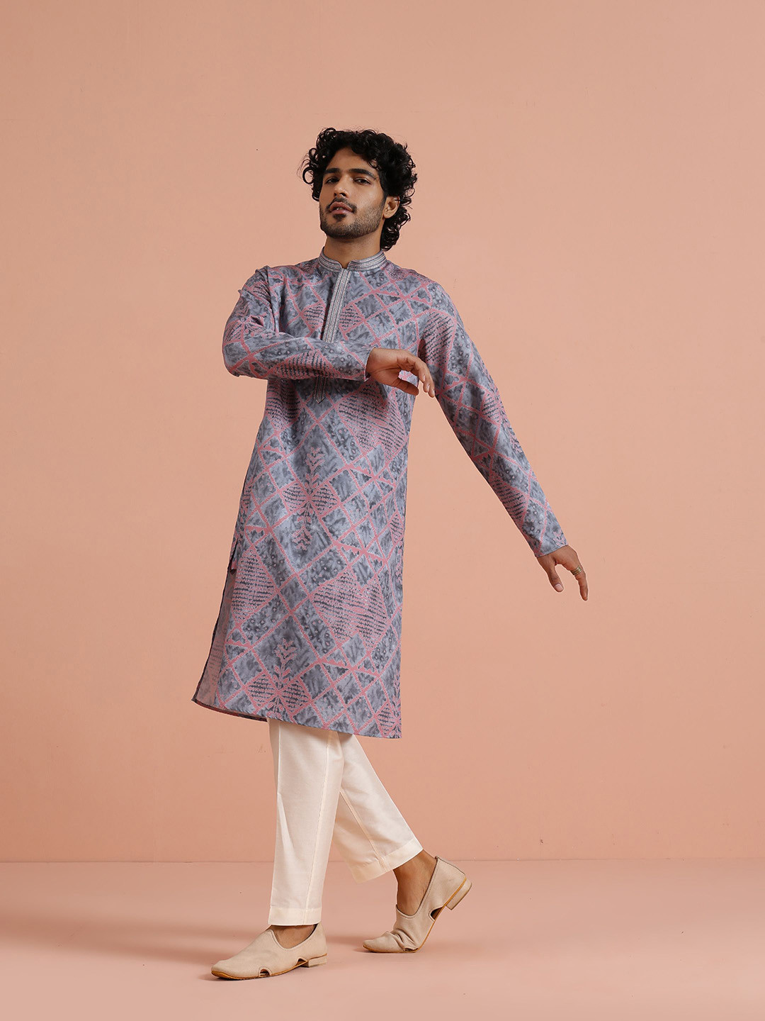 KISAH Men Geometric Printed Ethnic Wear Kurta
