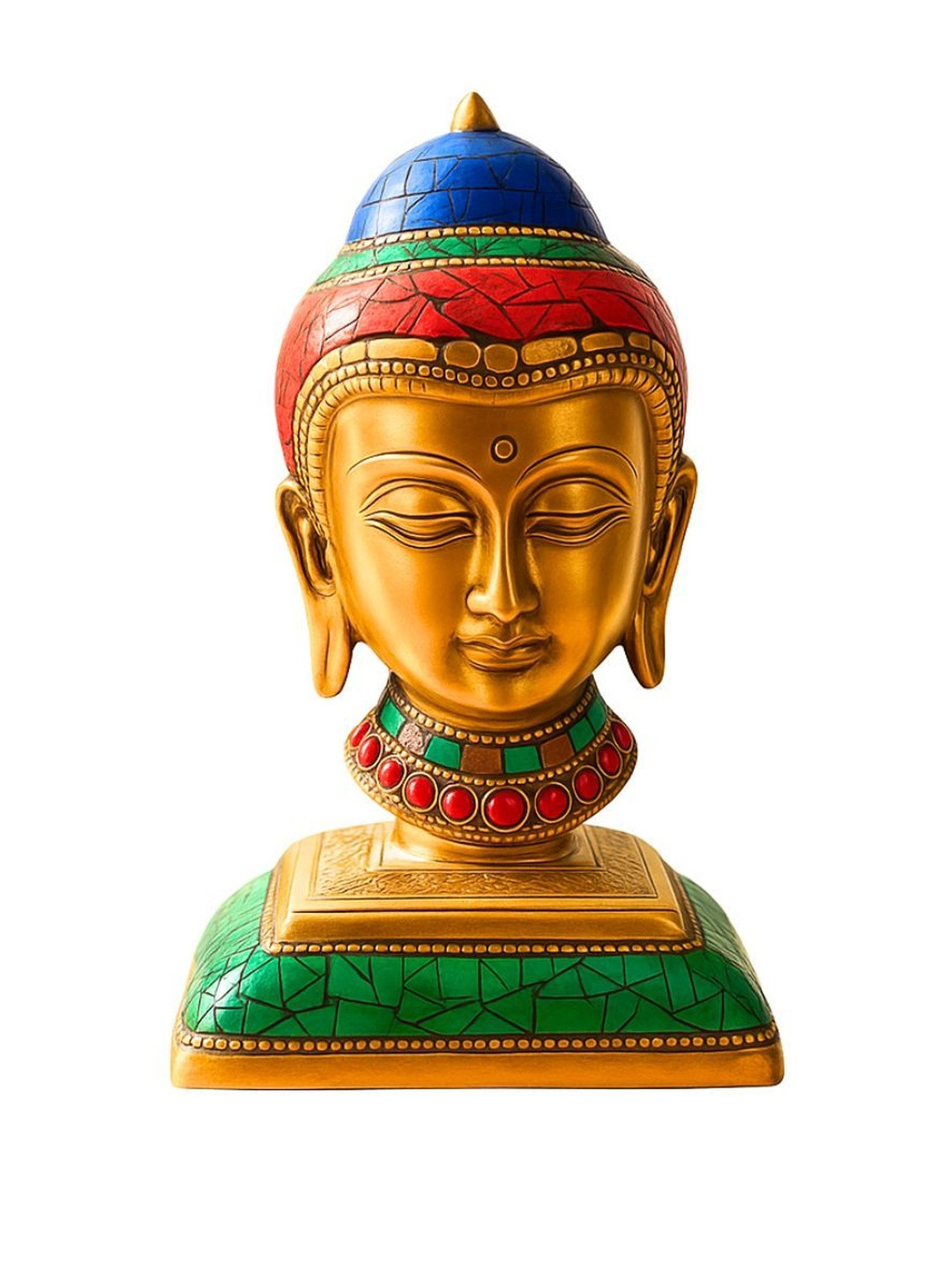 Tiny Shiny Metal Buddha Head Statue